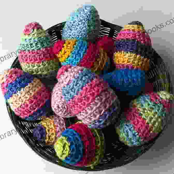 A Close Up Of An Embroidered Crochet Easter Egg. A Dozen Easter Eggs: Crochet Pattern