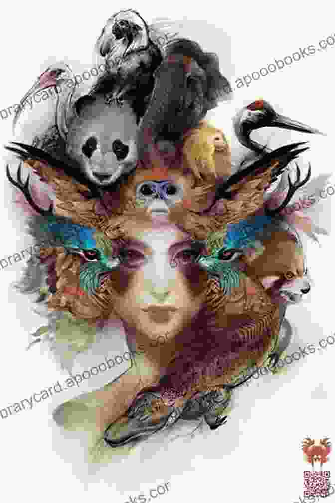 Beautiful Woman With Animal Mask On Face, Surrounded By Surreal Landscapes Such Creatures Anahid Nersessian