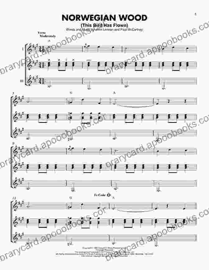 Sheet Music For The Mandolin Song 'Norwegian Wood (This Bird Has Flown)' Mandolin 3 Chord Songbook Volume One: 10 Easy To Learn Songs For The Mandolin