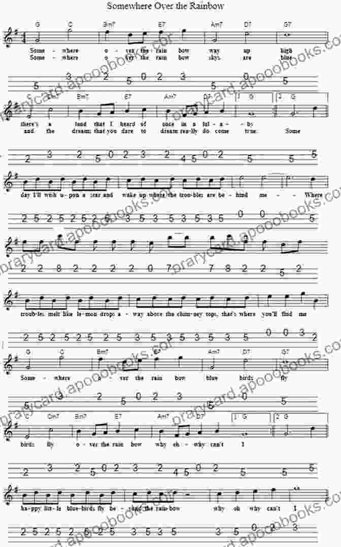 Sheet Music For The Mandolin Song 'Somewhere Over The Rainbow' Mandolin 3 Chord Songbook Volume One: 10 Easy To Learn Songs For The Mandolin