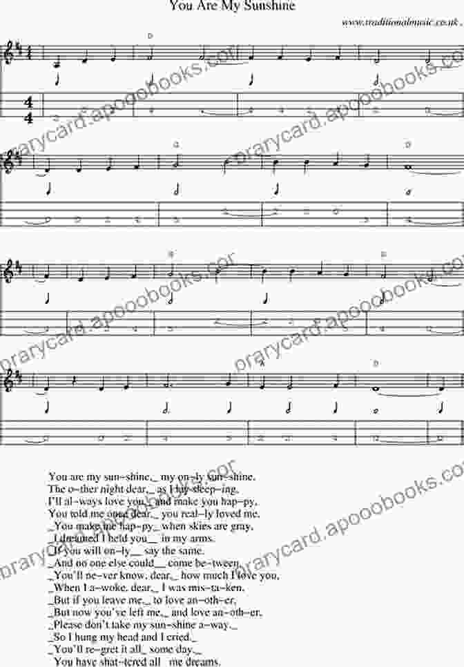 Sheet Music For The Mandolin Song 'You Are My Sunshine' Mandolin 3 Chord Songbook Volume One: 10 Easy To Learn Songs For The Mandolin